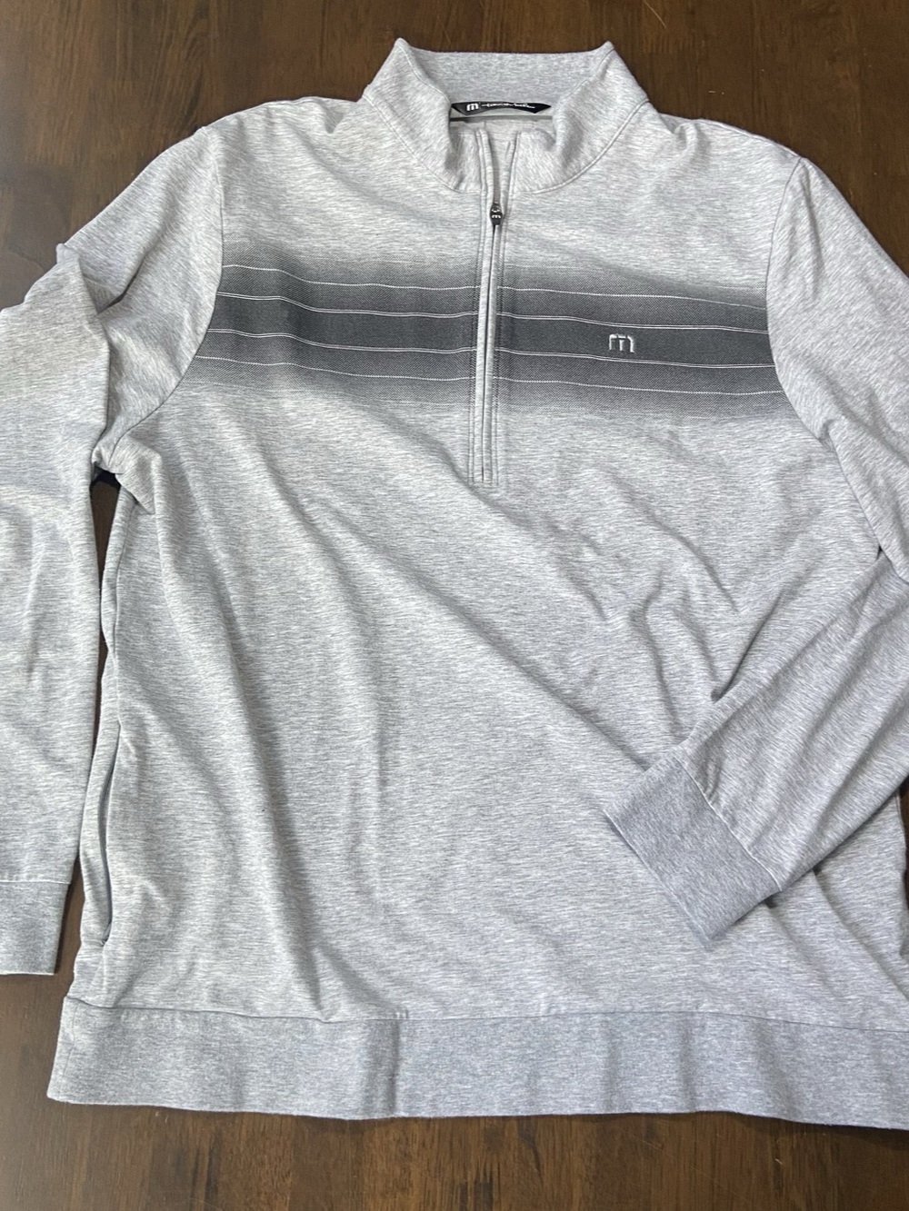 TravisMathew 1/4 Zip Pullover Mens L Gray Striped Golf Long Sleeve Lightweight